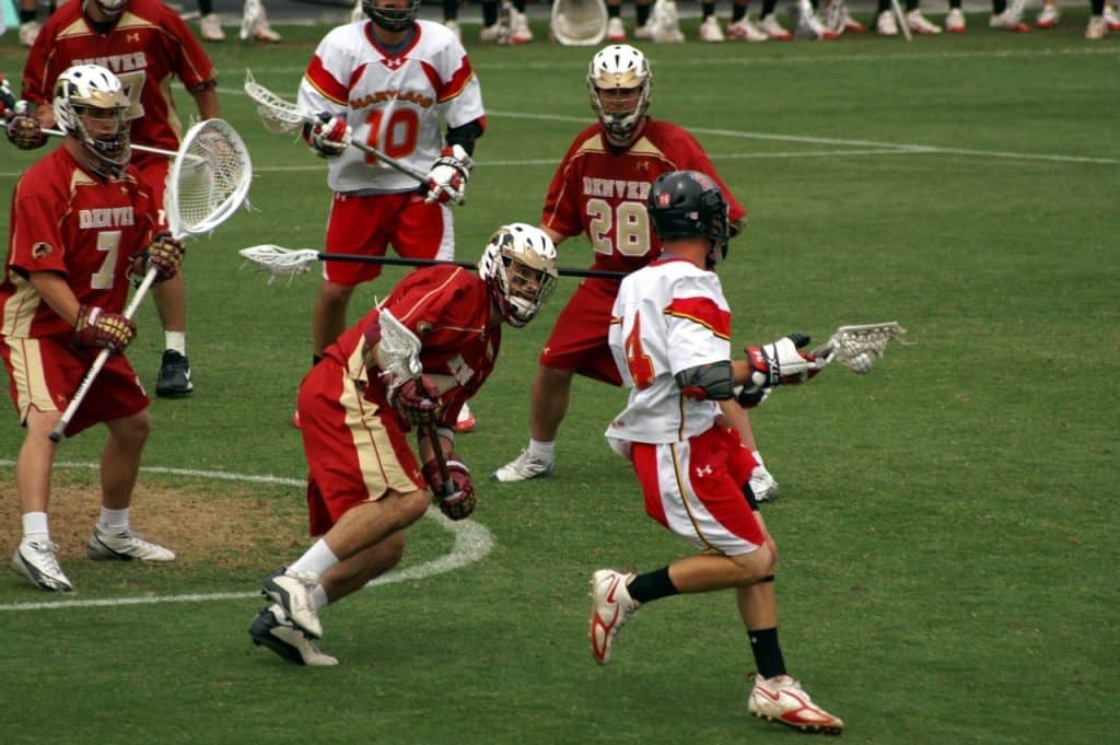 Division I lacrosse game between the University of Denver Pioneers and the University of Maryland Terrapins at their home field in 2006
