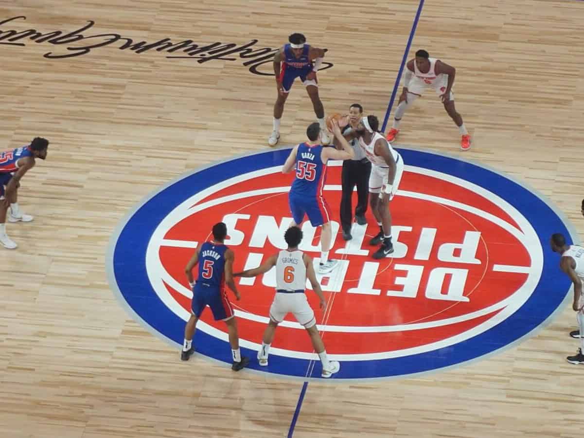Detroit Pistons against the New York Knicks in Dec 2021