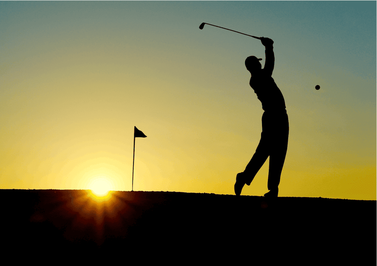 Silhouette of an unknown golfer playing at sunset – could it be a player on the 2024 PGA Tour?