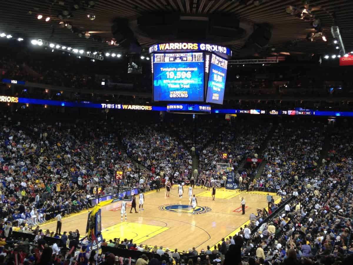 Golden State Warriors playing against Portland Trail Blazers