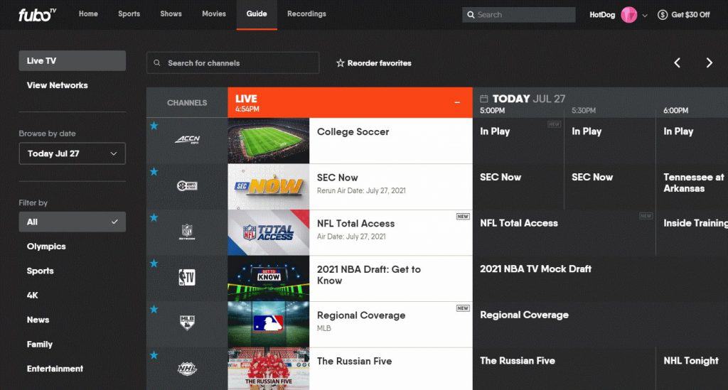 FuboTV ACC Network