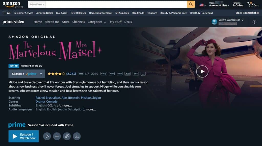 Amazon Prime Video - The Marvelous Mrs. Maisel