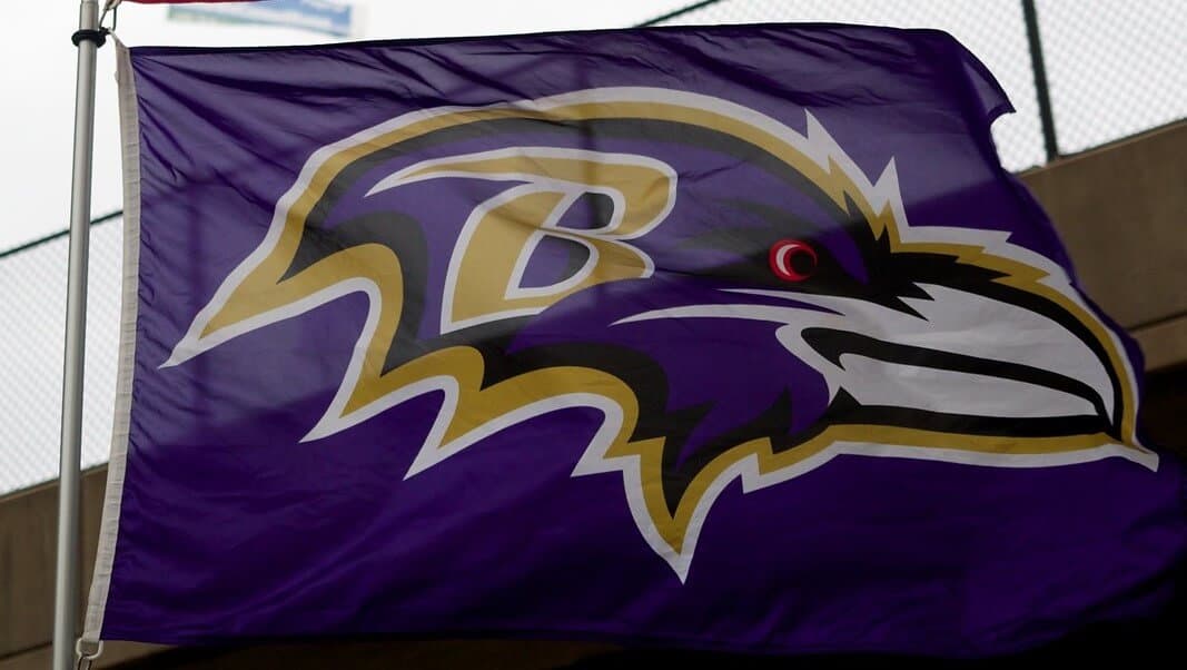 Flag of the Baltimore Ravens depicting the team logo