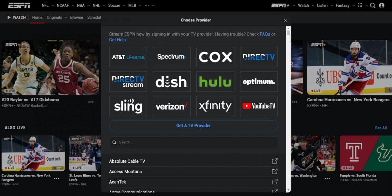 ESPN3: Watch Live without Cable With These Providers in 2024 - HotDog