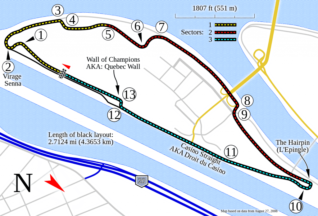 Map of Circuit Gilles Villeneuve, Montreal, Canada