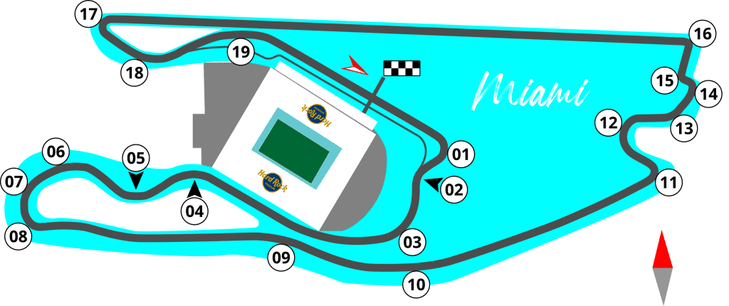 Map of #10 of Top Ten Formula 1 Circuits: Miami International Autodrome