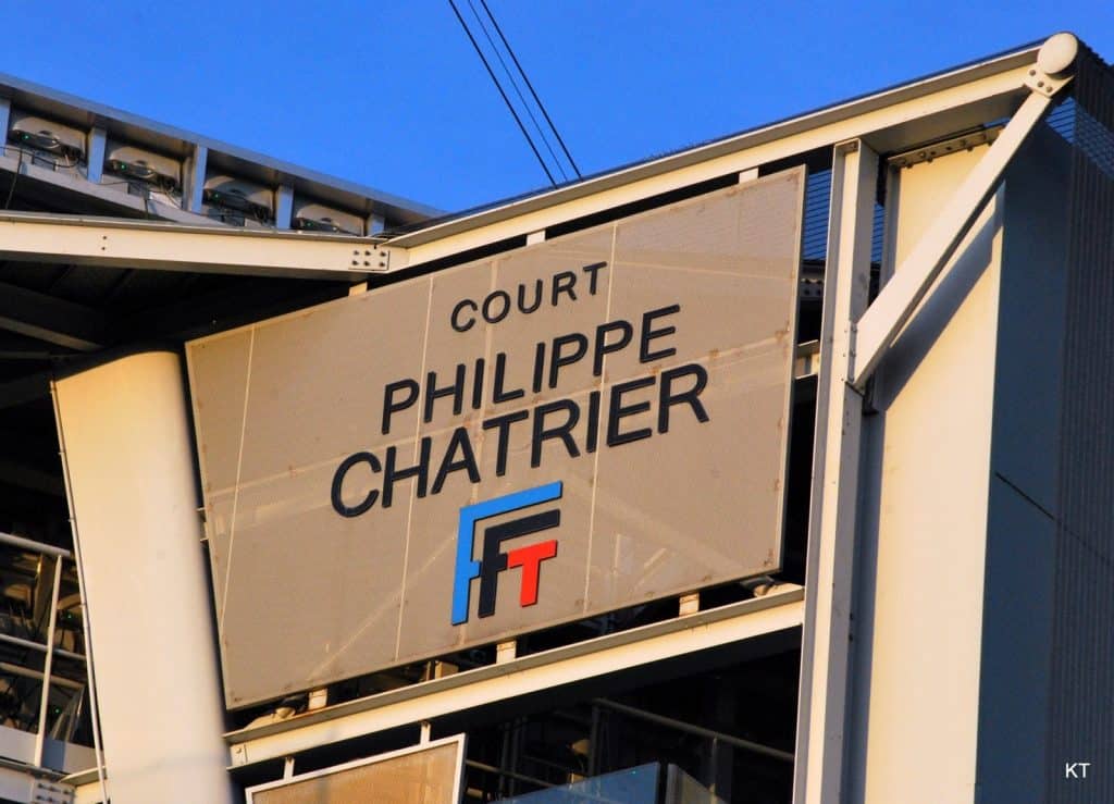 Court Philippe Chatrier sign, Roland Garros 2012.