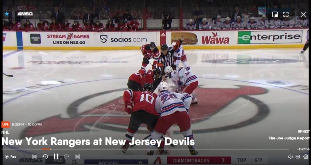 FuboTV New York Rangers vs New Jersey Devils