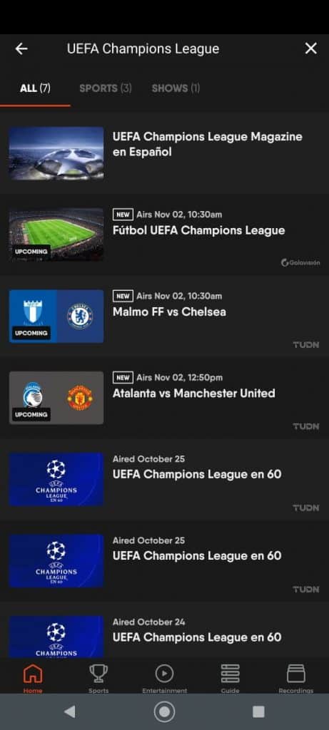 FuboTV Champions League Android