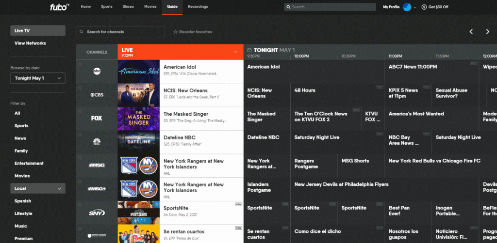 FuboTV Local Channels