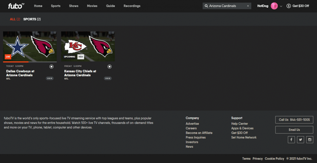 FuboTV - Arizona Cardinals