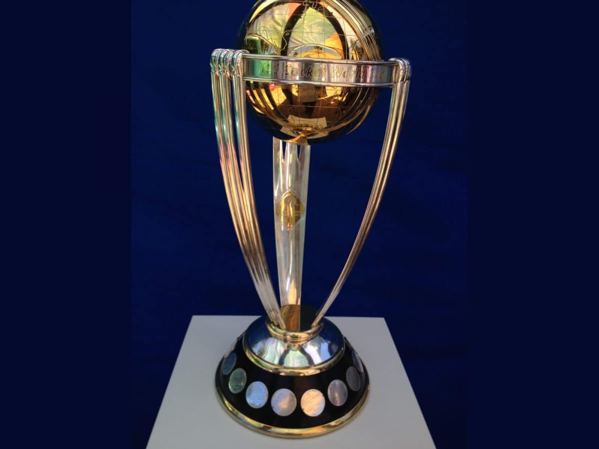 The 2015 ICC Men's Cricket World Cup Trophy in Sydney, Australia