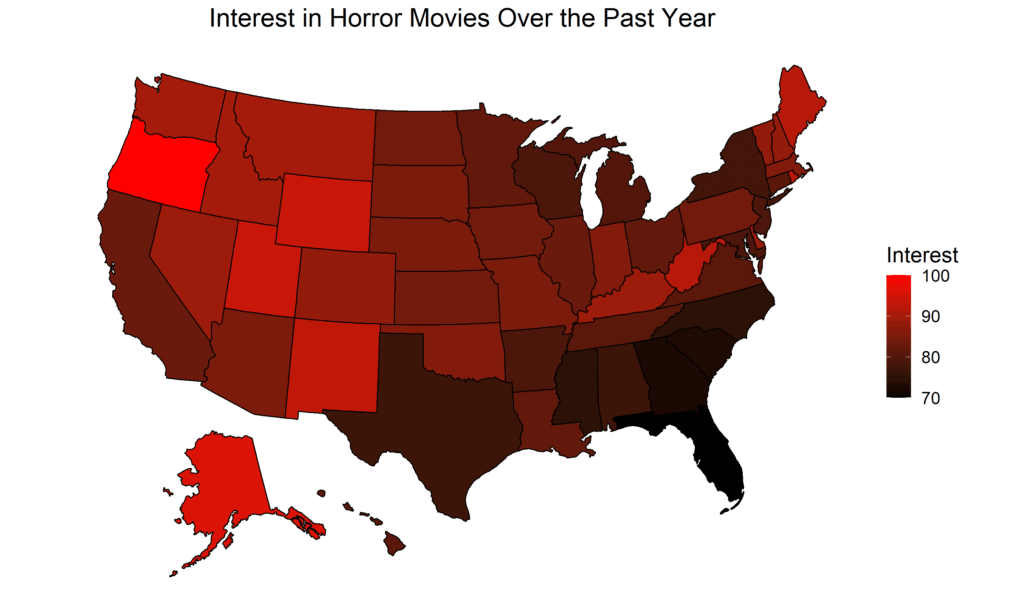 Interest in Horror Movies by State