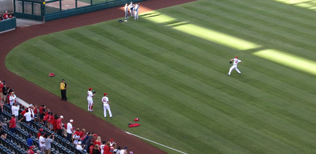 The Los Angeles Angels during a warm-up session in 2011