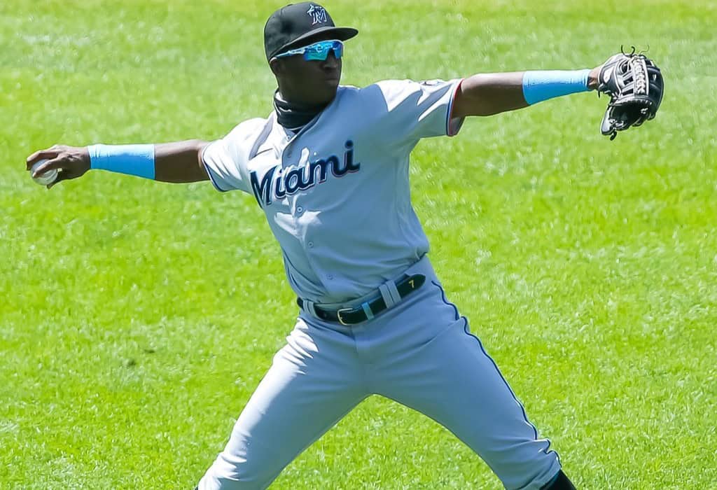 Miami Marlins player Jesus Sanchez during a game against the Nationals in 2020