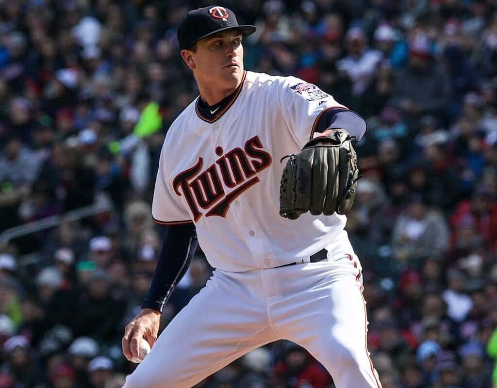 Minnesota Twins player Kyle Gibson during a game in 2018