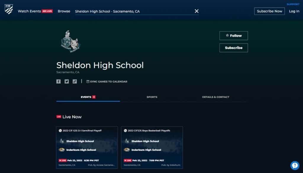NFHS Network Web Page - Sheldon High School