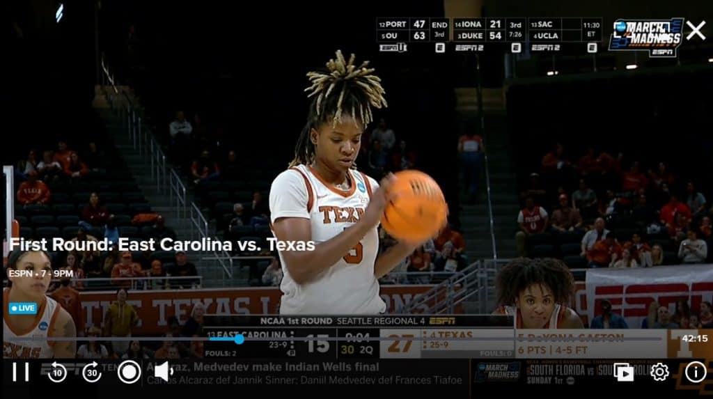 March Madness on ESPN with Sling TV East Carolina vs Texas