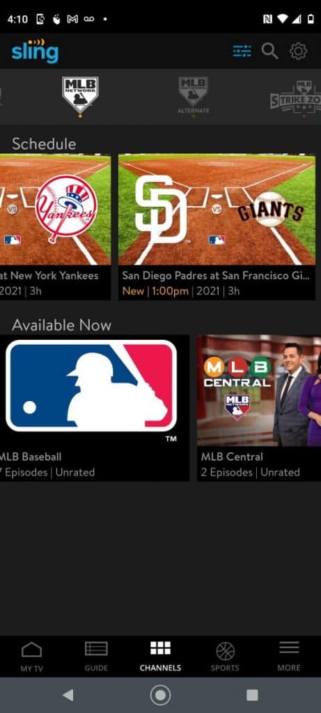 Sling TV - MLB Network - Android
