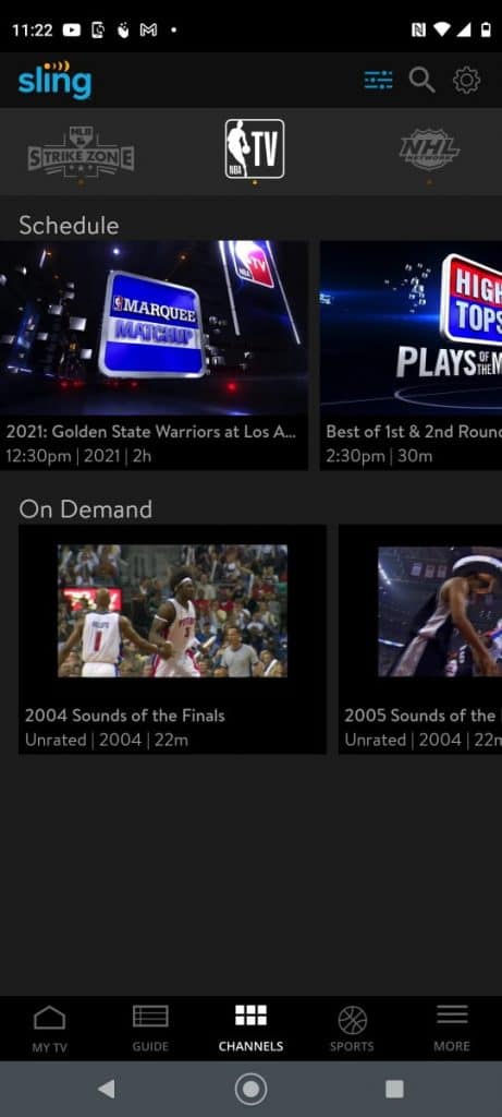 Sling TV NBA TV Android