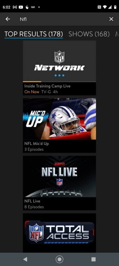 Sling TV NFL Android