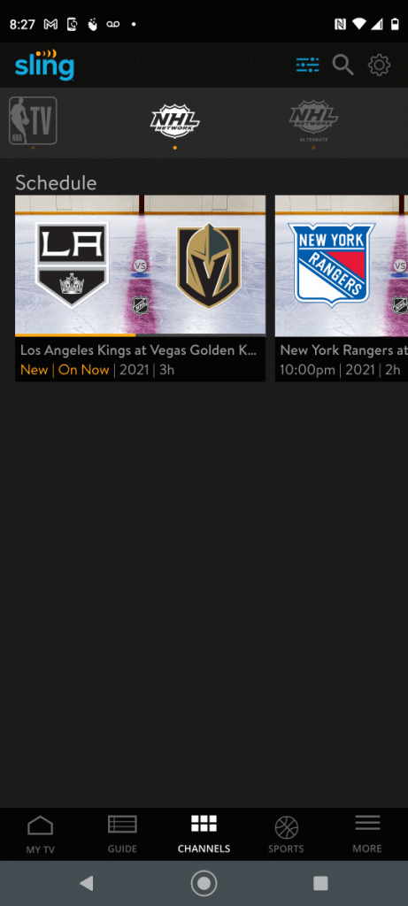 Sling TV NHL Network Android