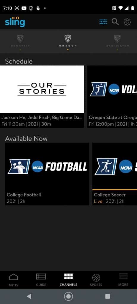 Sling TV Pac-12 Network Android