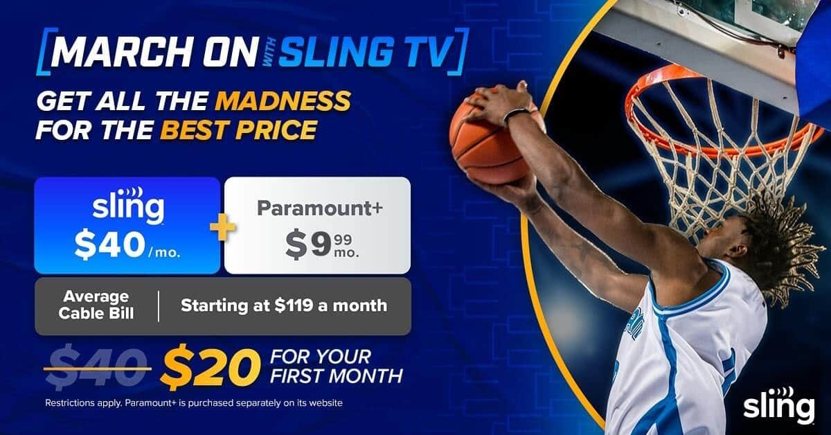 March Madness on Sling TV and Paramount+