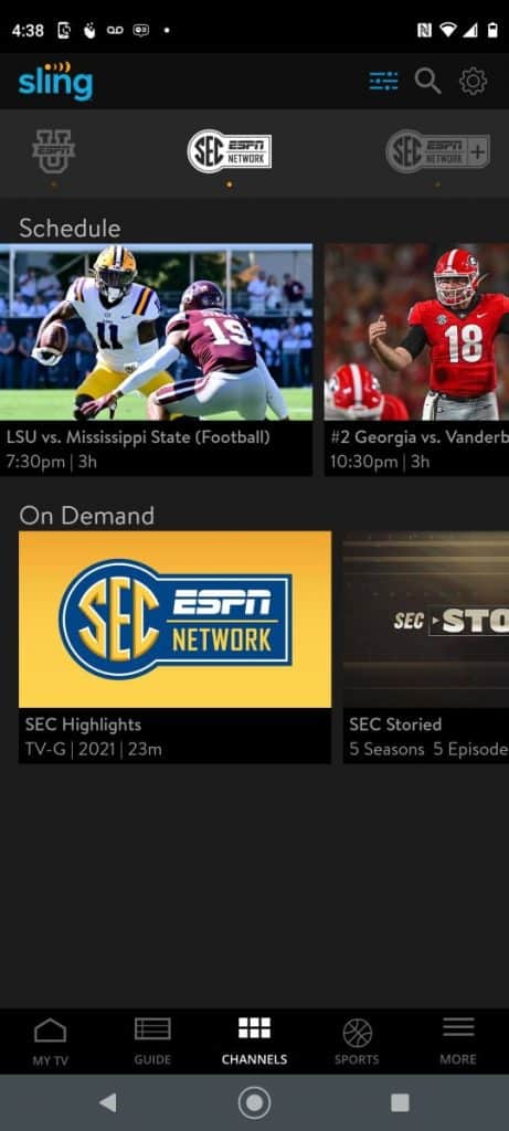 Sling TV - SEC Network - Android
