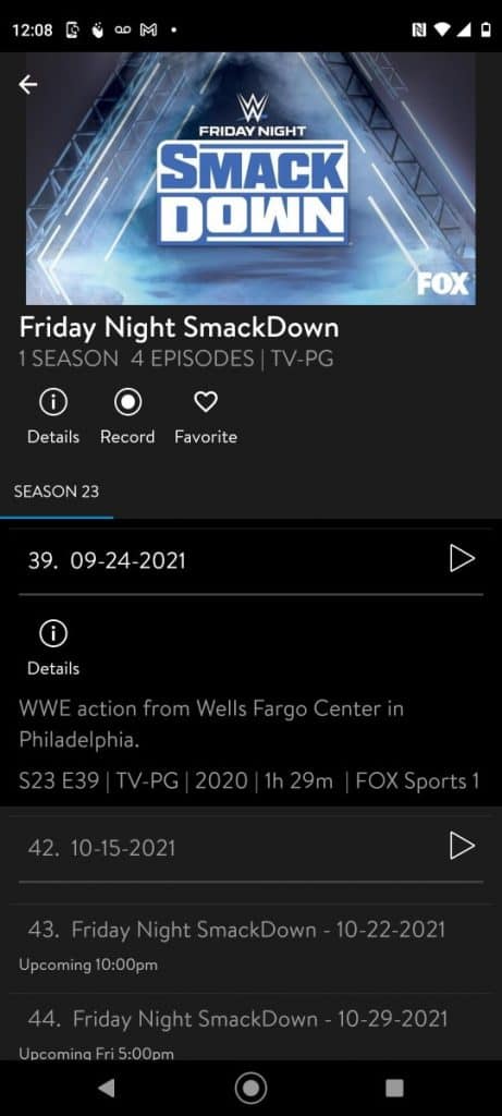 Sling TV WWE SmackDown Android