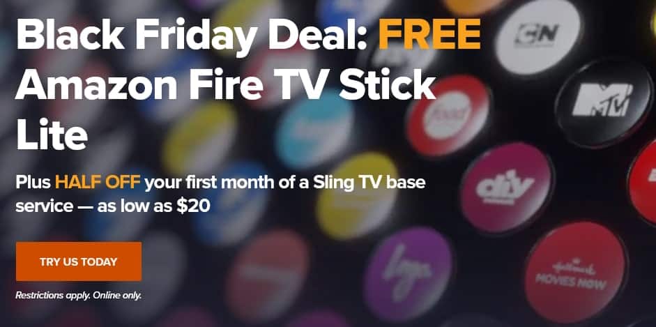 Sling TV Cyber Monday 50 Discount Free Amazon Fire TV Stick