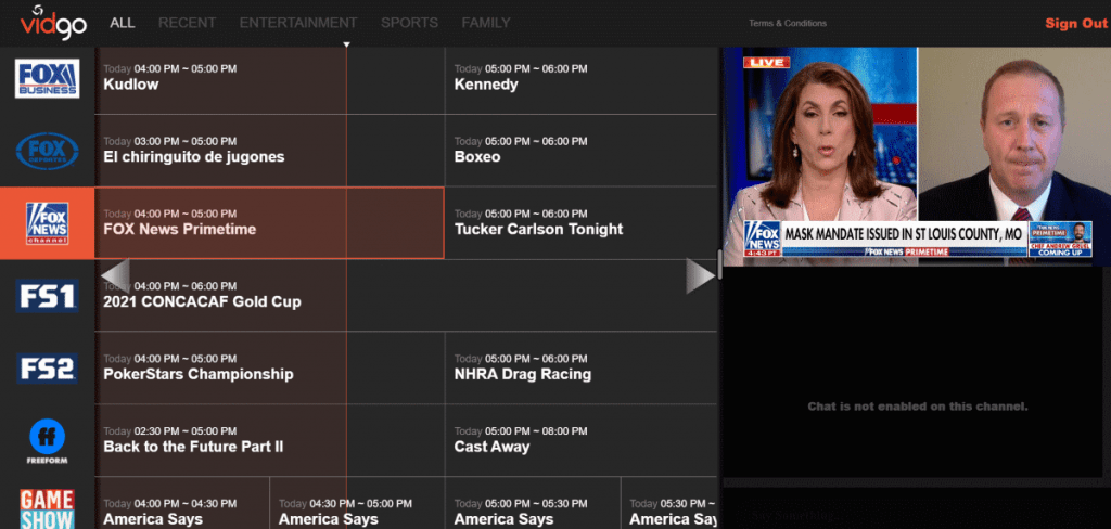 Fox News on Vidgo